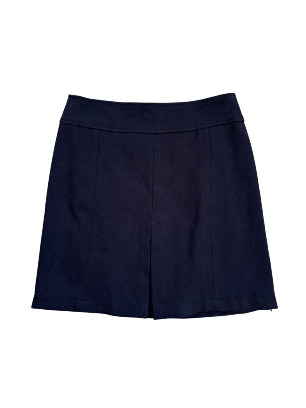 Loft Navy Textured Skirt With Front Pleat Size 0 EUC